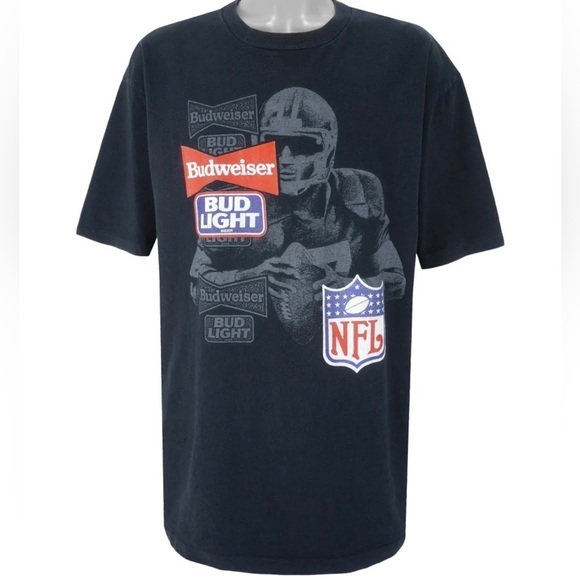 Budweiser (Waves) - Budweiser x NFL Single Stitch T-Shirt 1990s X-Large - Picture 1 of 4